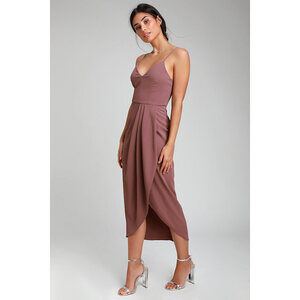 Lulu's Mauve Spaghetti-Strap Midi Dress